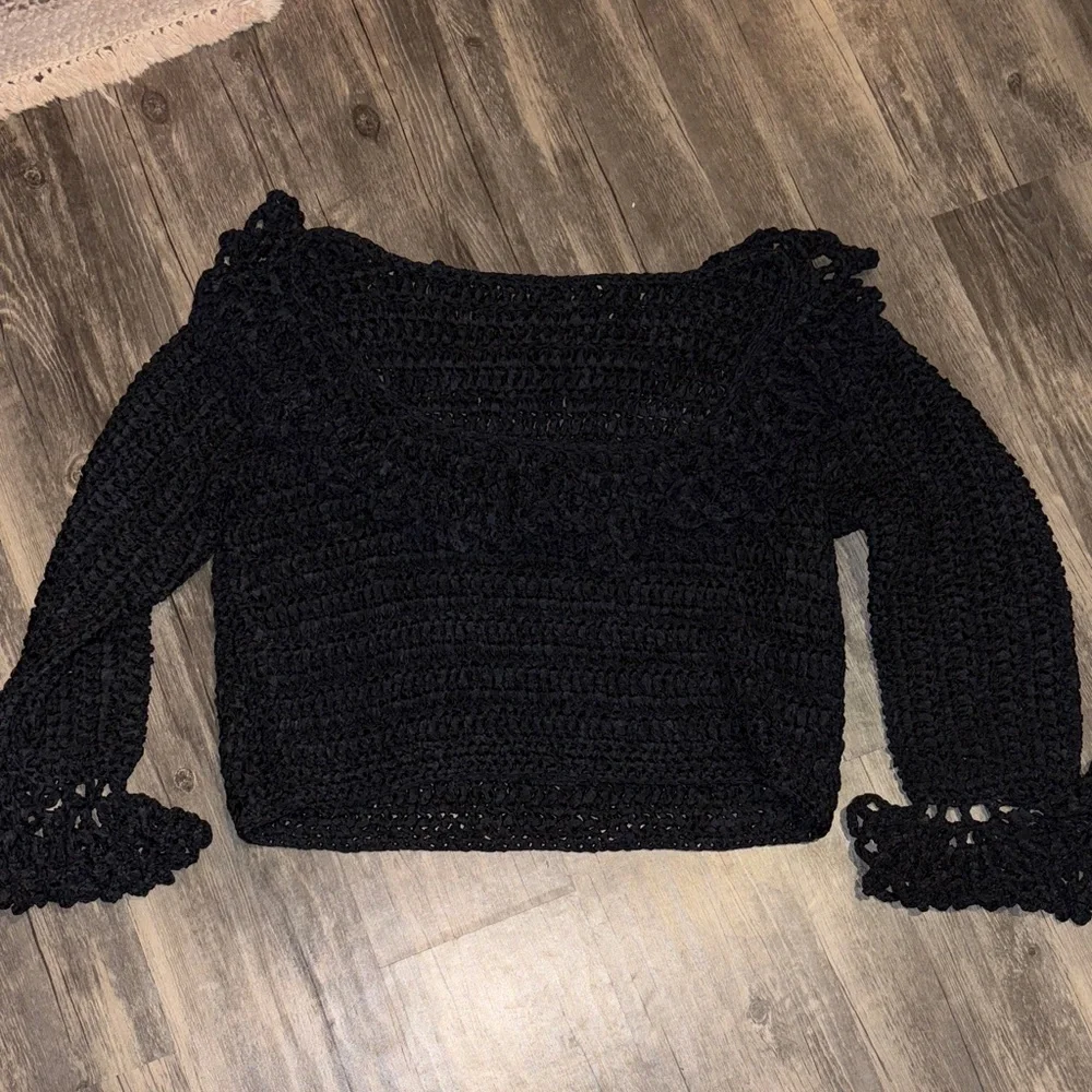 Elegant Black Crochet Sweater woman’s medium
